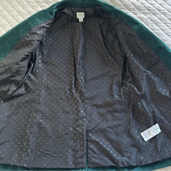J. Crew Women's Deep Green Velvet Blazer - Picture 6 of 10